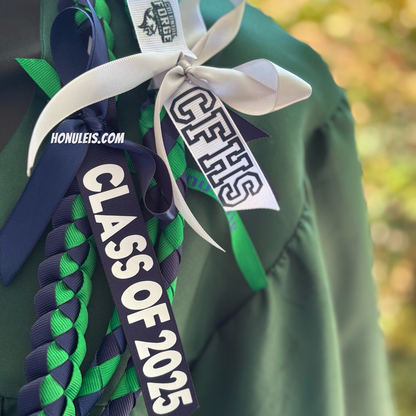 Navy & Green set of 2 leis. CFHS tags included.