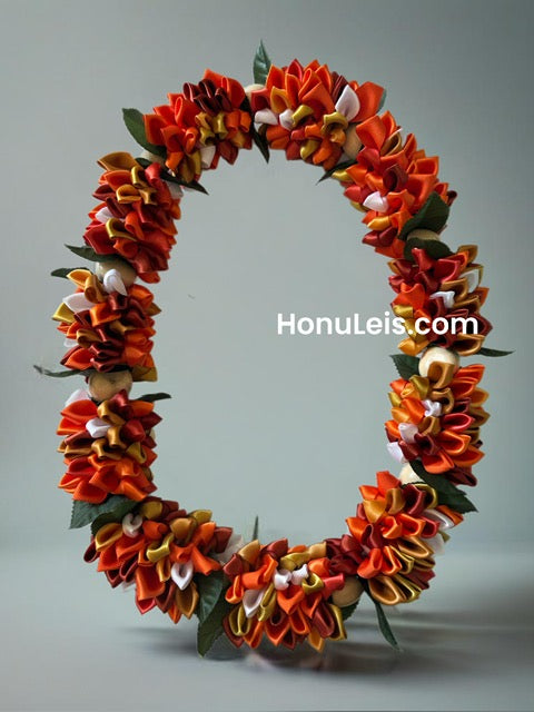 Ribbon Petal Lei - Orange