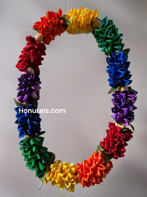Ribbon Petal Lei - Rainbow