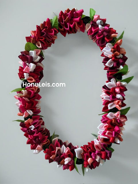 Ribbon Petal Lei - Red Bubble Gum