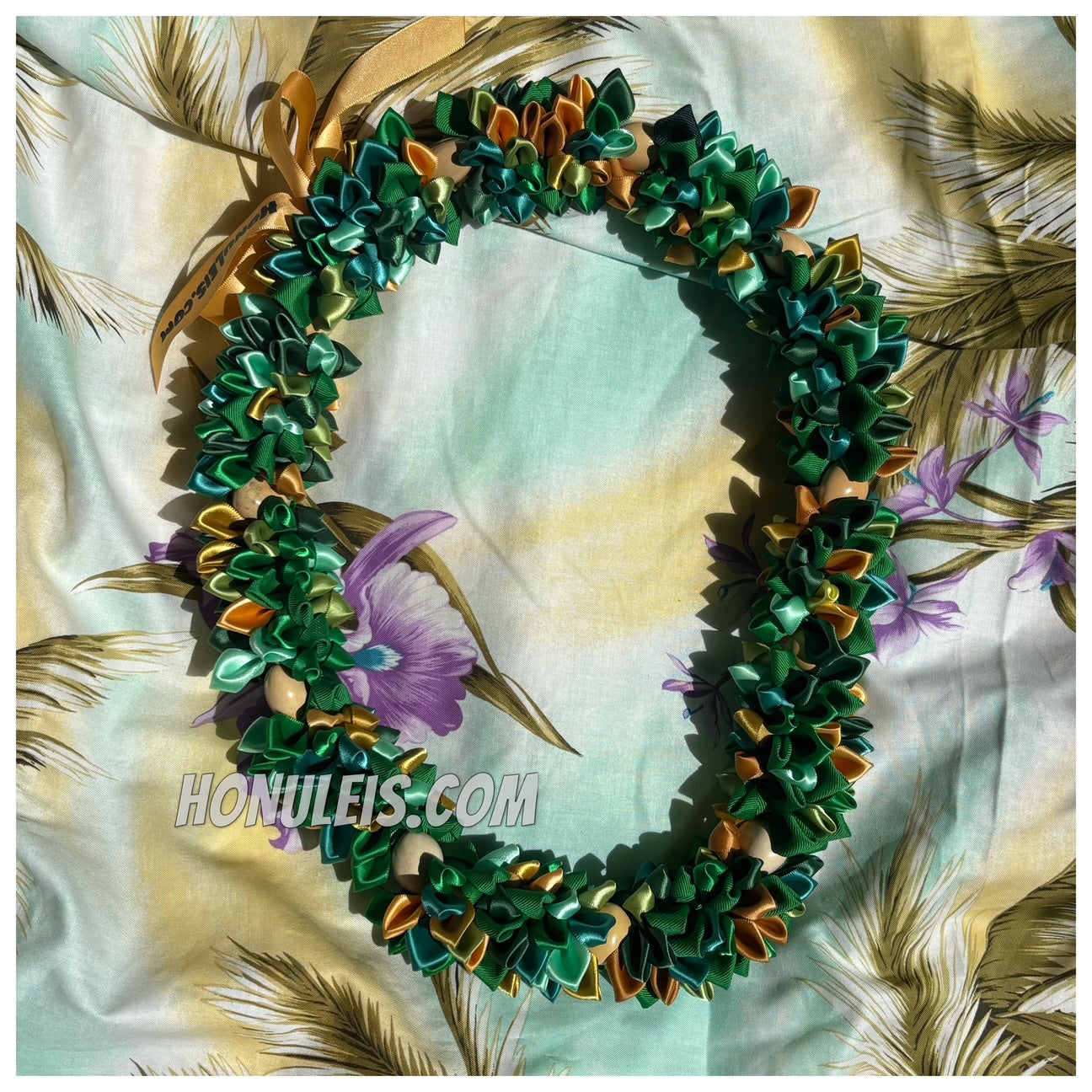 Ribbon Petal Lei - Green