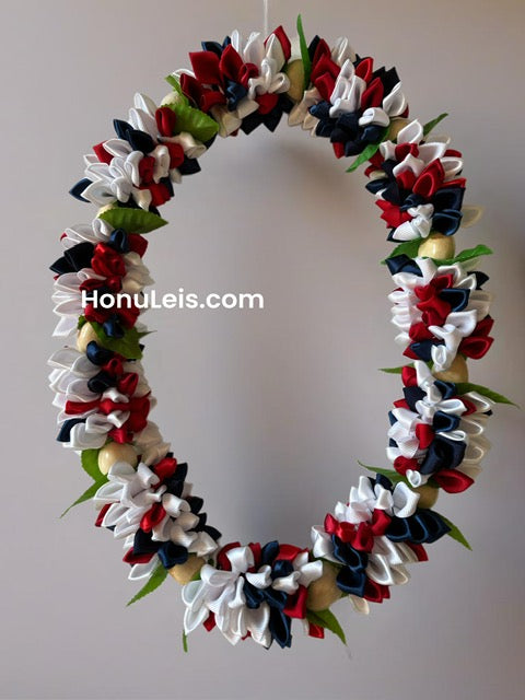 Ribbon Petal Lei - Red White & Blue