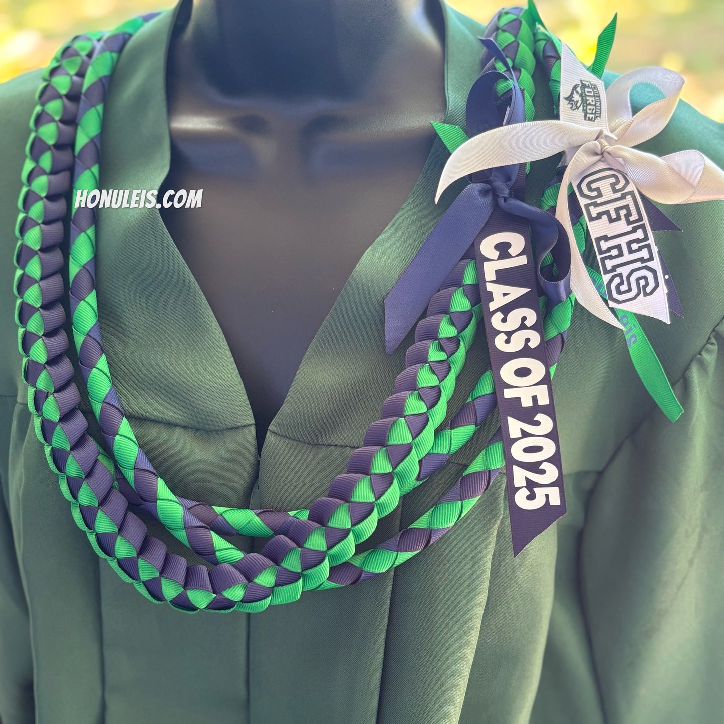 Navy & Green set of 2 leis. CFHS tags included.