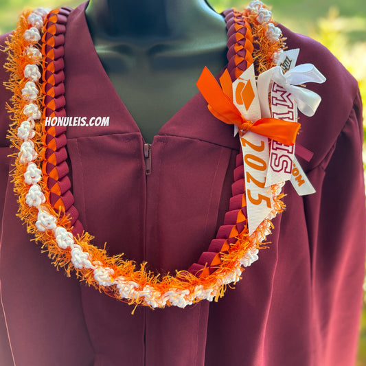 Orange & Maroon 2 lei set. MVHS tags included. Arrives before graduation.