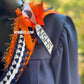 Orange & Navy Blue NSHS 2 Lei set. Tag and buttons included.