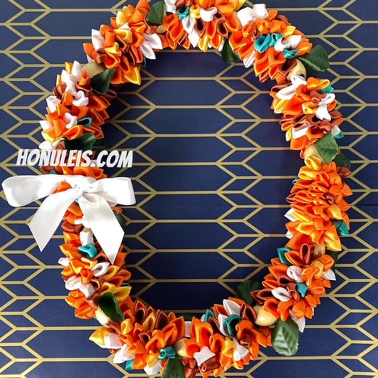 Ribbon Petal Lei - Orange