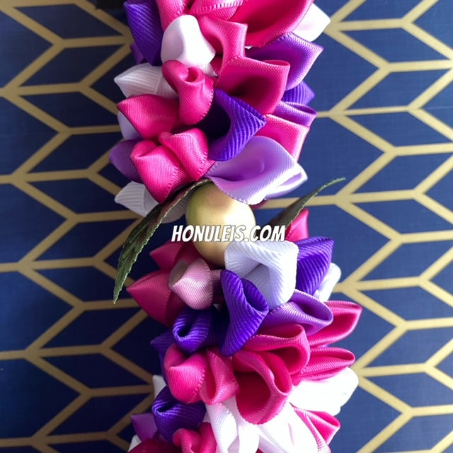 Ribbon Petal Lei - Pink & Purple