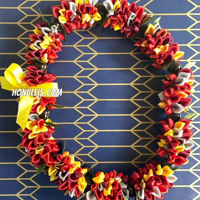 Ribbon Petal Lei - Red & Yellow