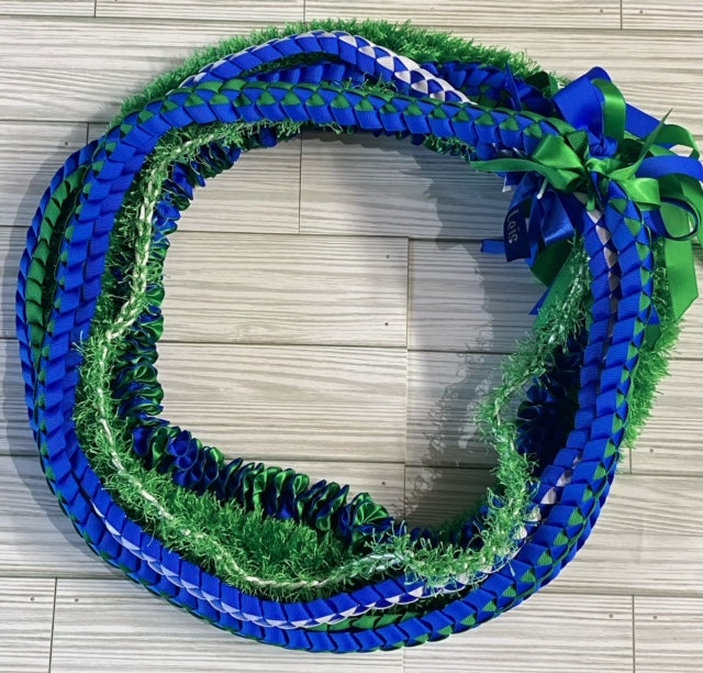 5 Lei Pack - Green & Royal Blue