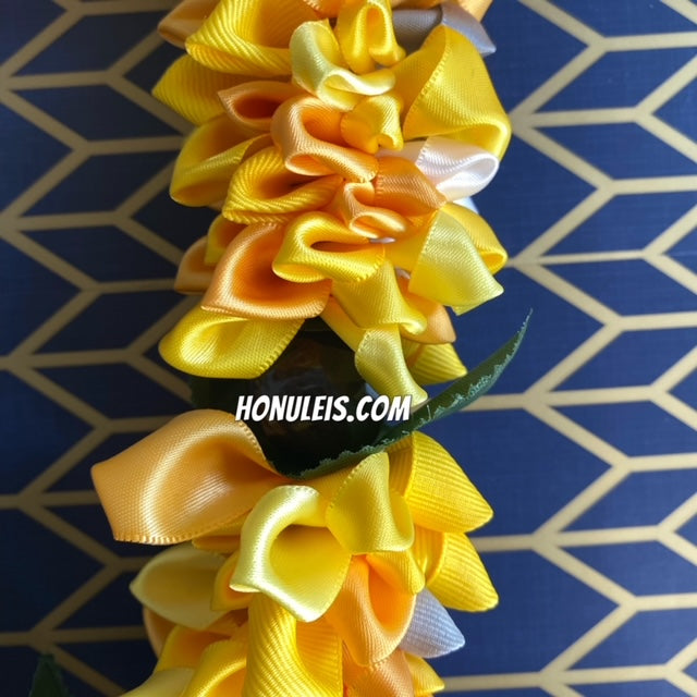 Ribbon Petal Lei - Yellow