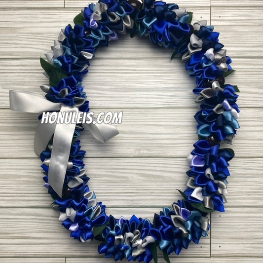 Ribbon Petal Lei - Blue & Silver