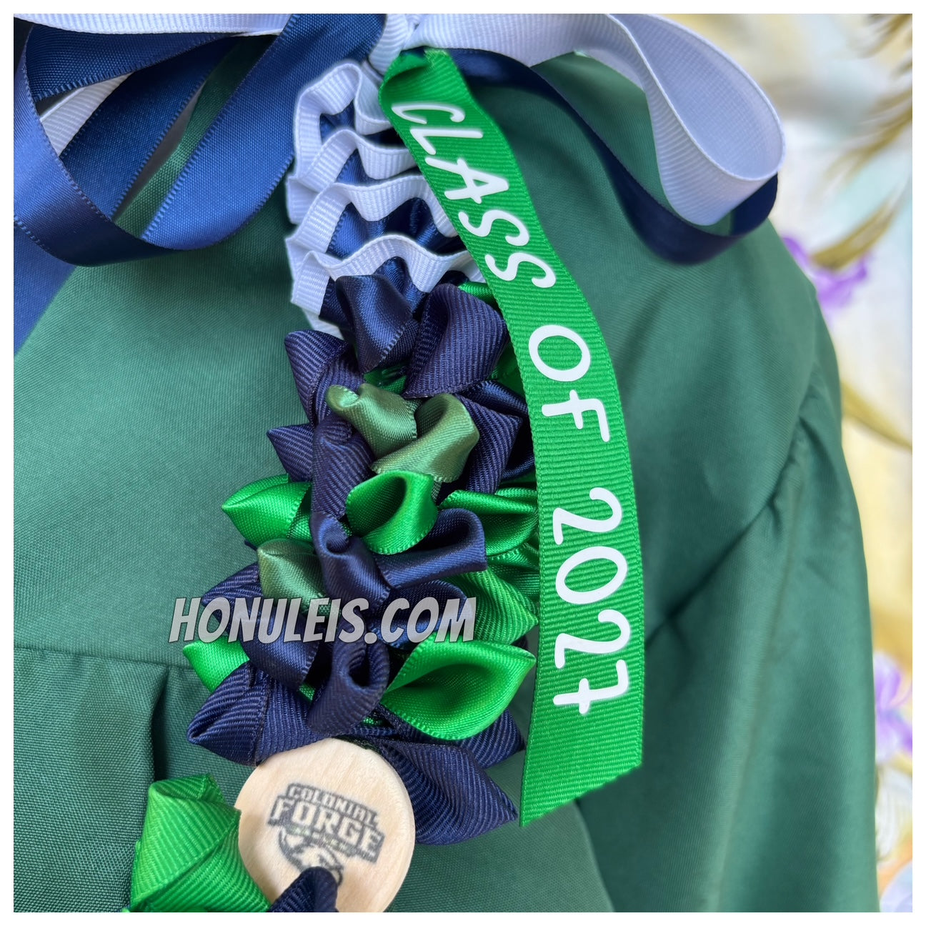 Petal Accent - Green & Navy Blue