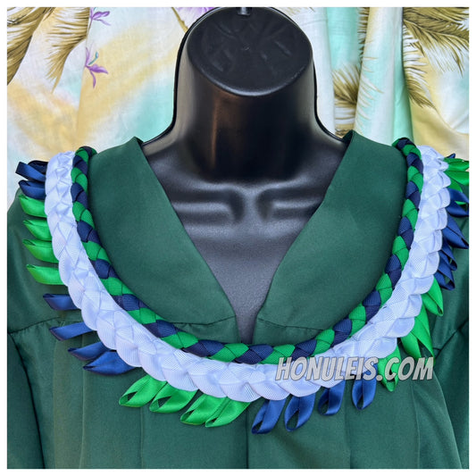 Senior Night Lei - Green & Navy Blue