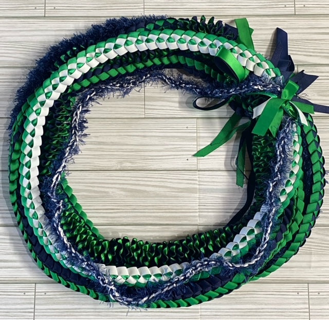 5 Lei Pack - Green & Navy Blue