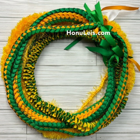 5 Lei Pack - Green & Gold