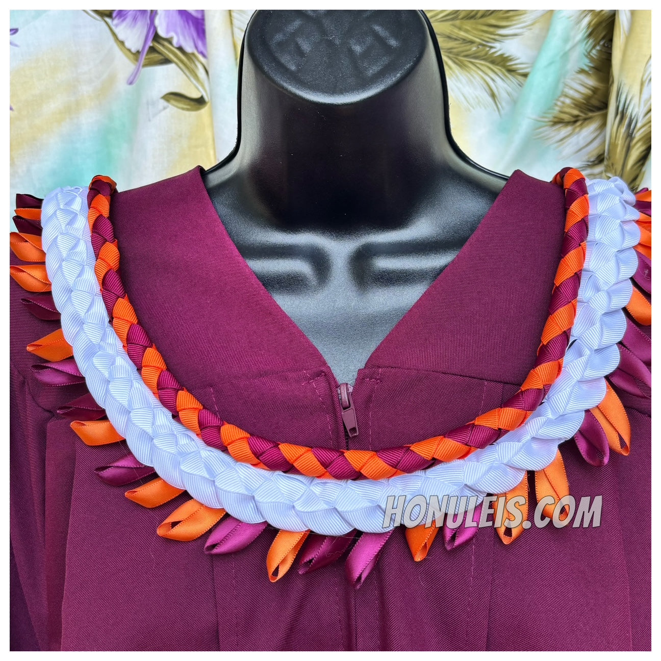 Senior Night Lei - Maroon & Orange