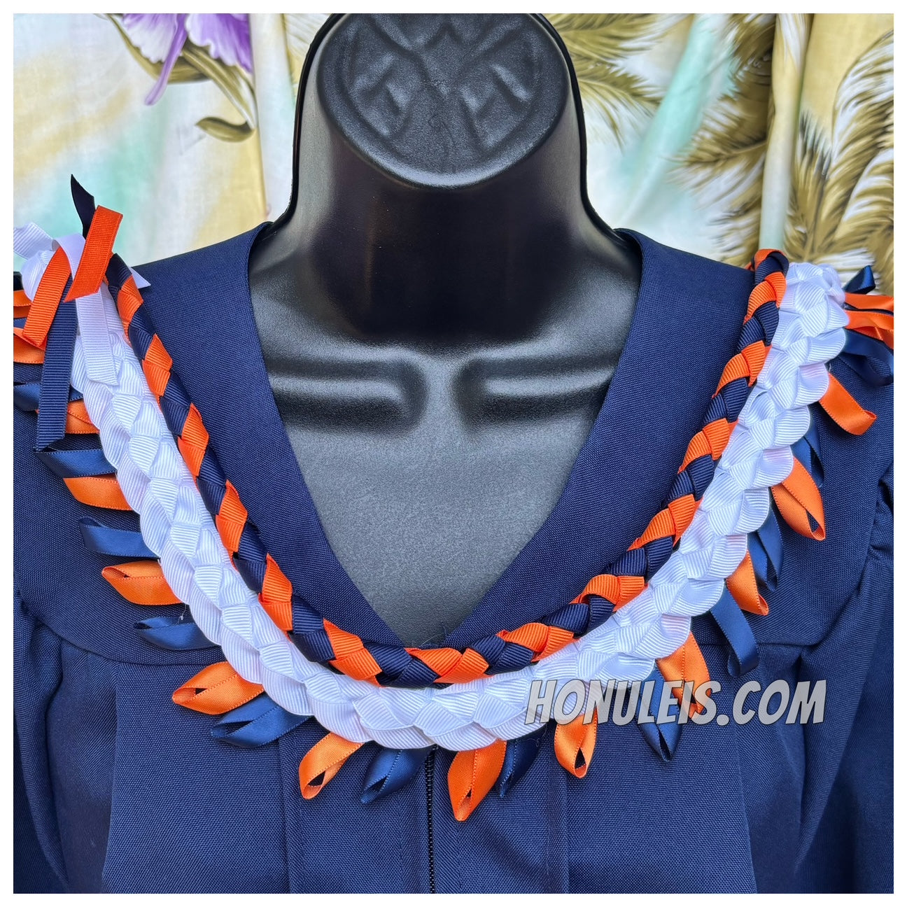 Senior Night Lei - Navy Blue & Orange