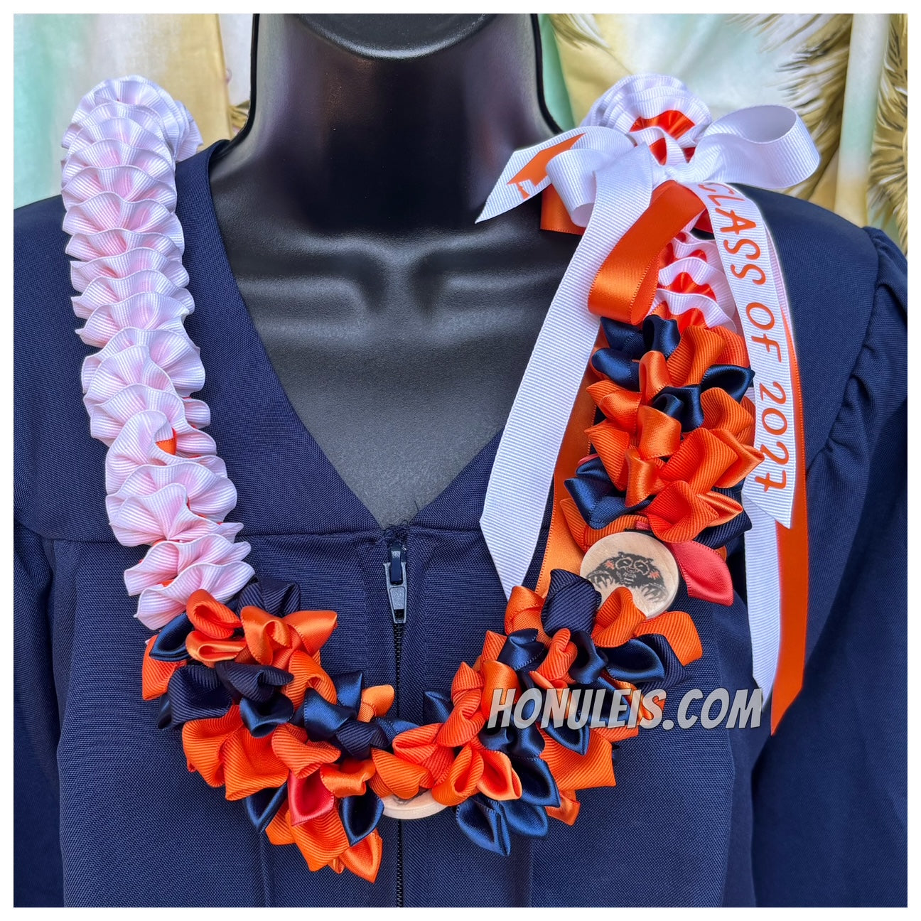Petal Accent - Navy Blue & Orange
