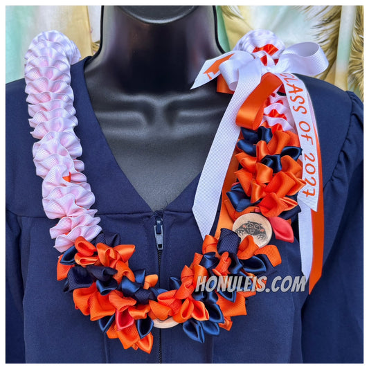 Petal Accent - Navy Blue & Orange