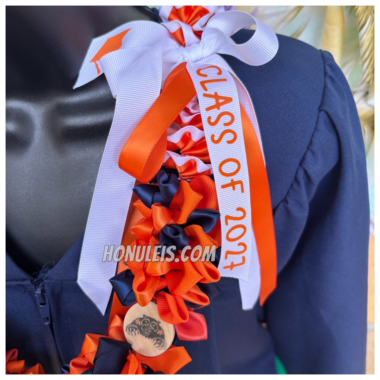 Petal Accent - Navy Blue & Orange