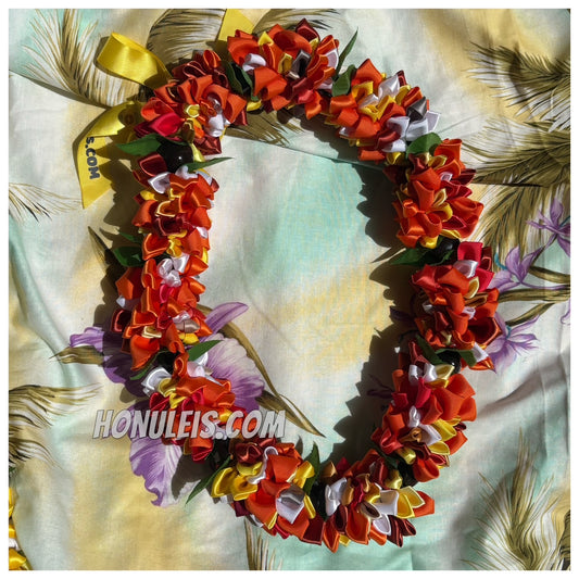 Ribbon Petal Lei - Orange