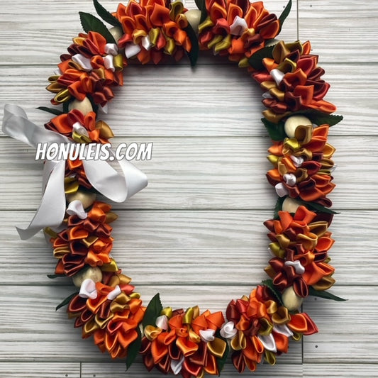 Ribbon Petal Lei - Orange & Cinnamon