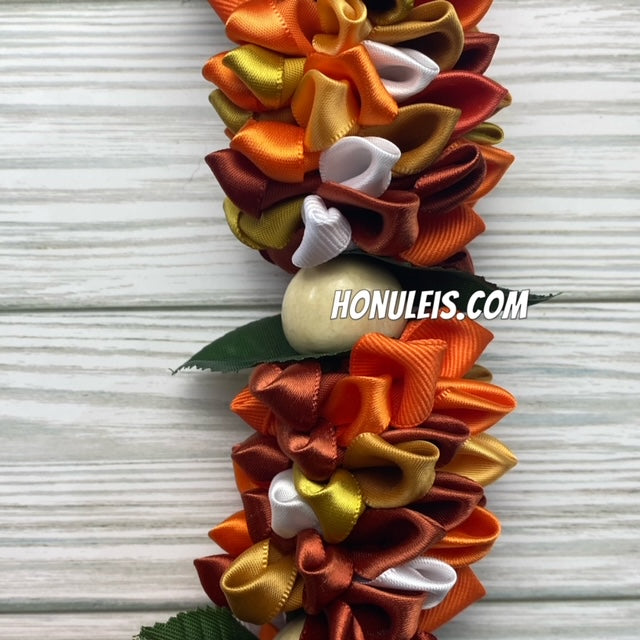 Ribbon Petal Lei - Orange & Cinnamon