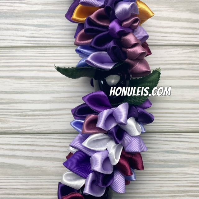 Ribbon Petal Lei - Purple & Gold