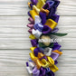 Ribbon Petal Lei - Purple & Yellow