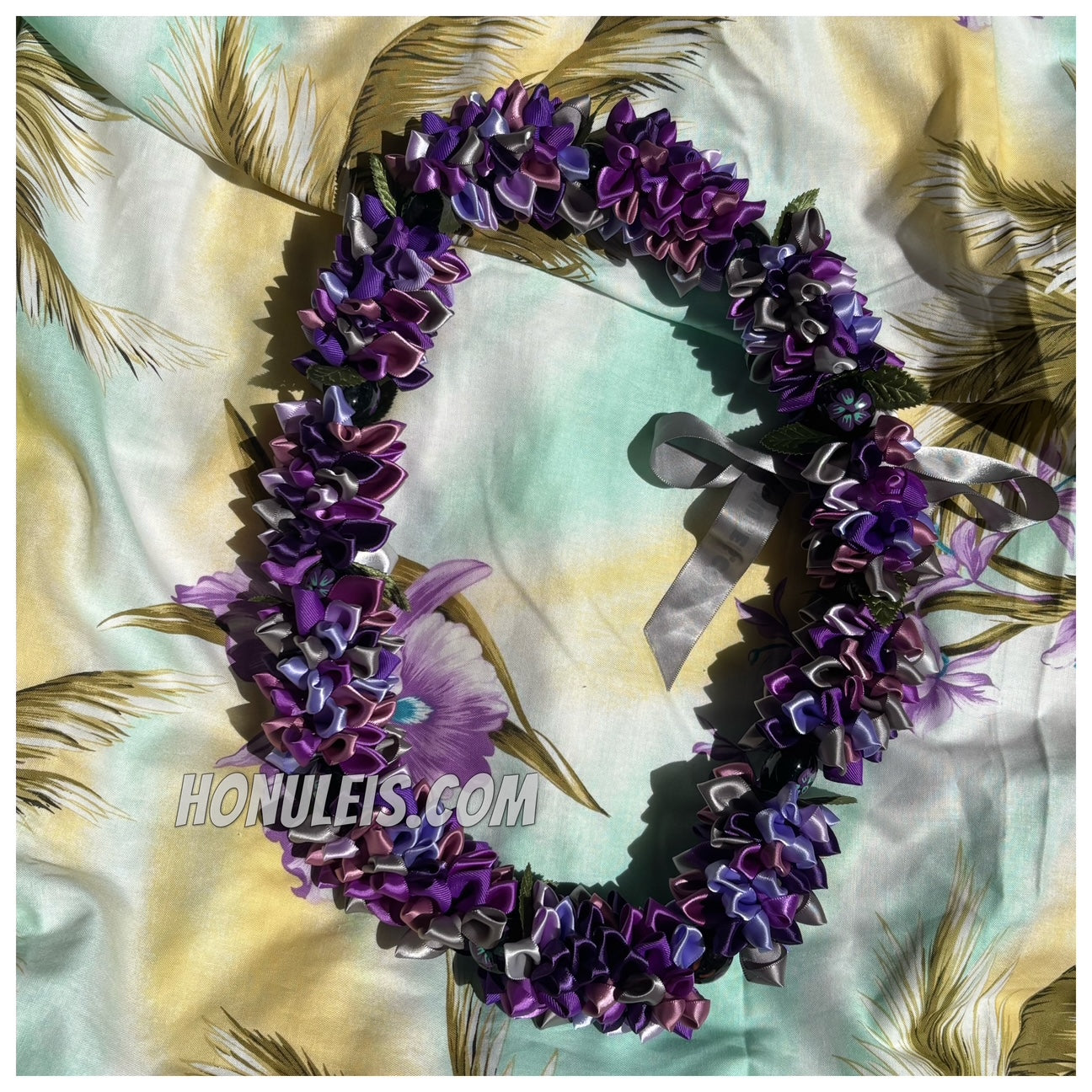 Ribbon Petal Lei - Purple