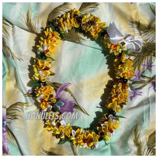 Ribbon Petal Lei - Yellow